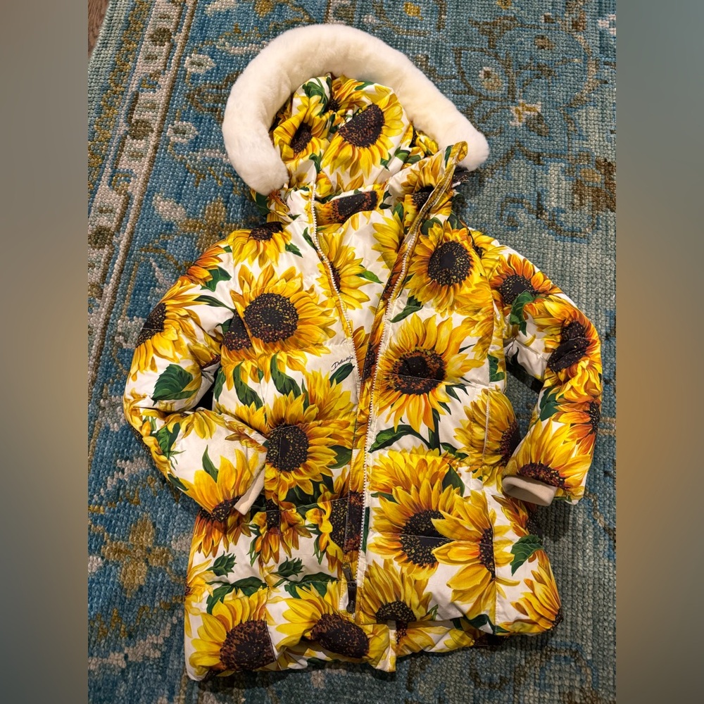 Dolce & Gabbana Kids Sunflower Puffer Coat